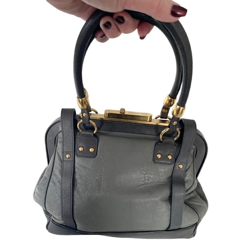 Zac Posen Aurora Doctor Bag in Gunmetal Gray Leather Gold Hardware - Picture 2 of 11